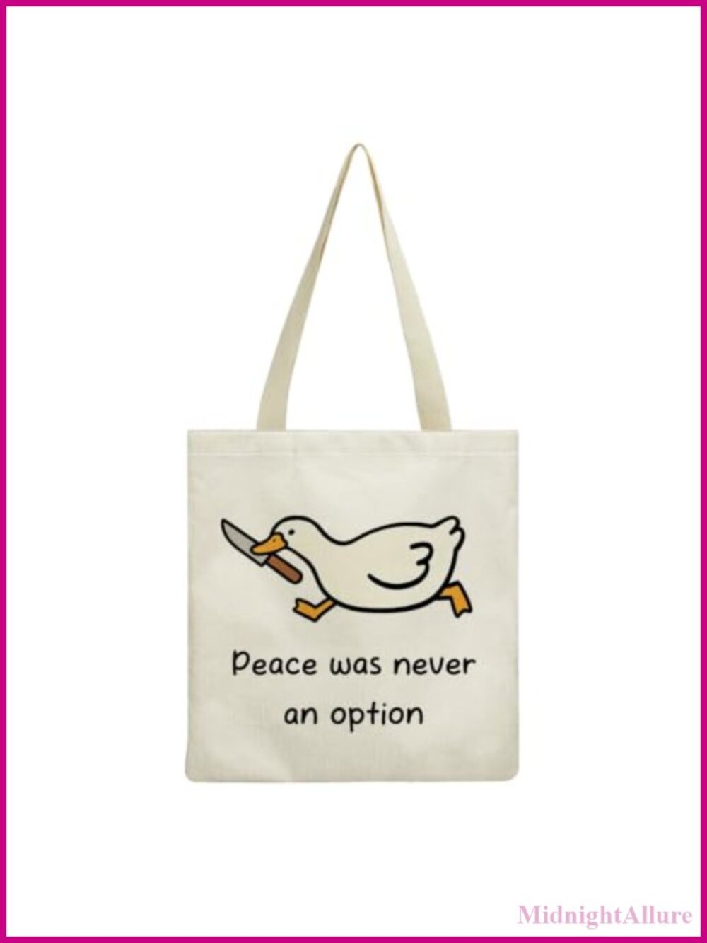 Cartoon Duck Meme Print Lightweight Polyester Tote Bag Shoulder Shopper